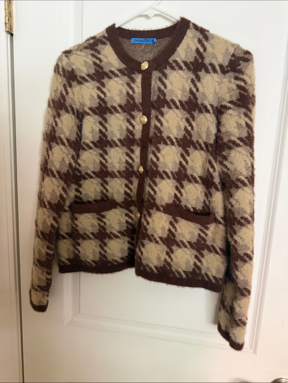 J McLaughlin  Brown and Cream Cardigan